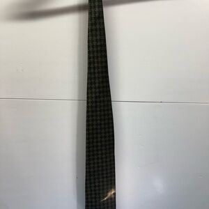 Vintage Canali Olive Green Grid-Pattern Silk Tie